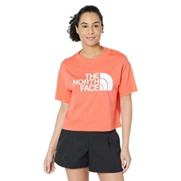 The North Face Women Half Dome Cropped T-Shirt Brilliant Coral Size Xl - Picture 1 of 8